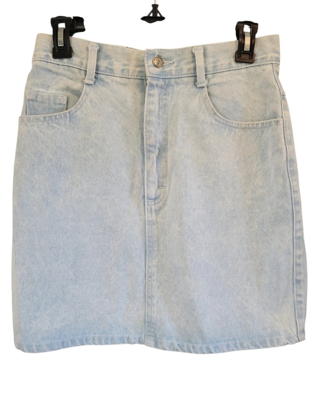 90s Y2K Paris Sport Club Light Wash Denim Mini Jean Skirt
